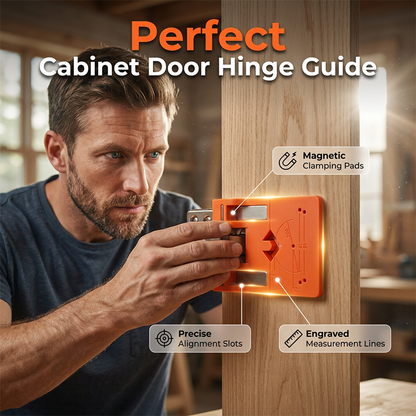 🔧 LIMITED-TIME 30% OFF! ✨ Cabinet Door Hinge Drilling Guide – Magnetic Clamp, Precise Alignment, 35mm 🪚
