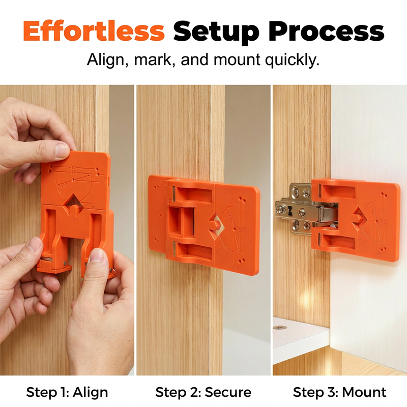 🔧 LIMITED-TIME 30% OFF! ✨ Cabinet Door Hinge Drilling Guide – Magnetic Clamp, Precise Alignment, 35mm 🪚