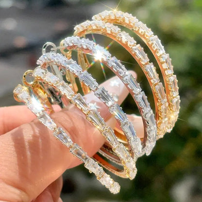 📢📢33% OFF !! ⏰Women's Sparkling Cubic Zirconia Hoop Earrings
