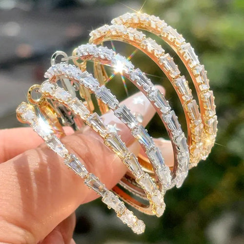📢📢33% OFF !! ⏰Women's Sparkling Cubic Zirconia Hoop Earrings