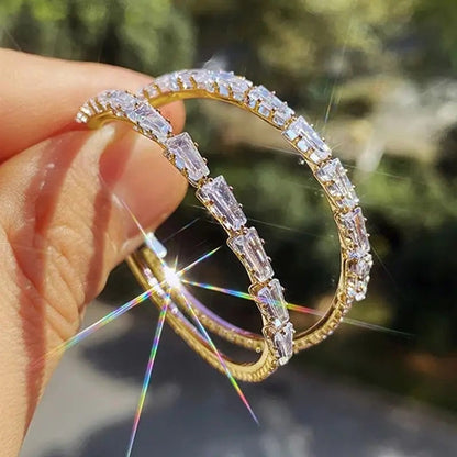 📢📢33% OFF !! ⏰Women's Sparkling Cubic Zirconia Hoop Earrings