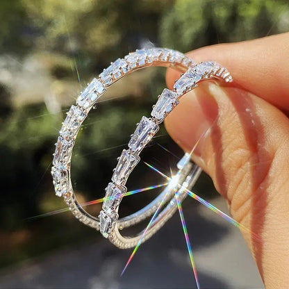 📢📢33% OFF !! ⏰Women's Sparkling Cubic Zirconia Hoop Earrings