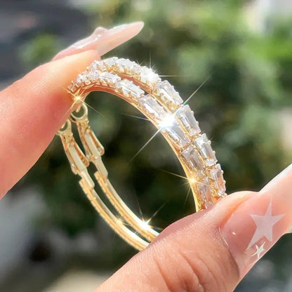 📢📢33% OFF !! ⏰Women's Sparkling Cubic Zirconia Hoop Earrings