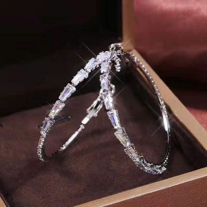 📢📢33% OFF !! ⏰Women's Sparkling Cubic Zirconia Hoop Earrings