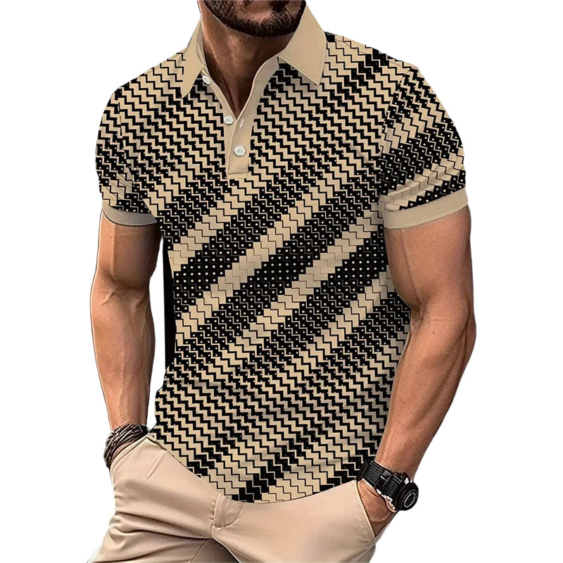 👔 LIMITED-TIME 40% OFF! 💥 Men's Geometric Print Collared Shirts – Muscle Fit, Breathable, Fade Resistant ✨