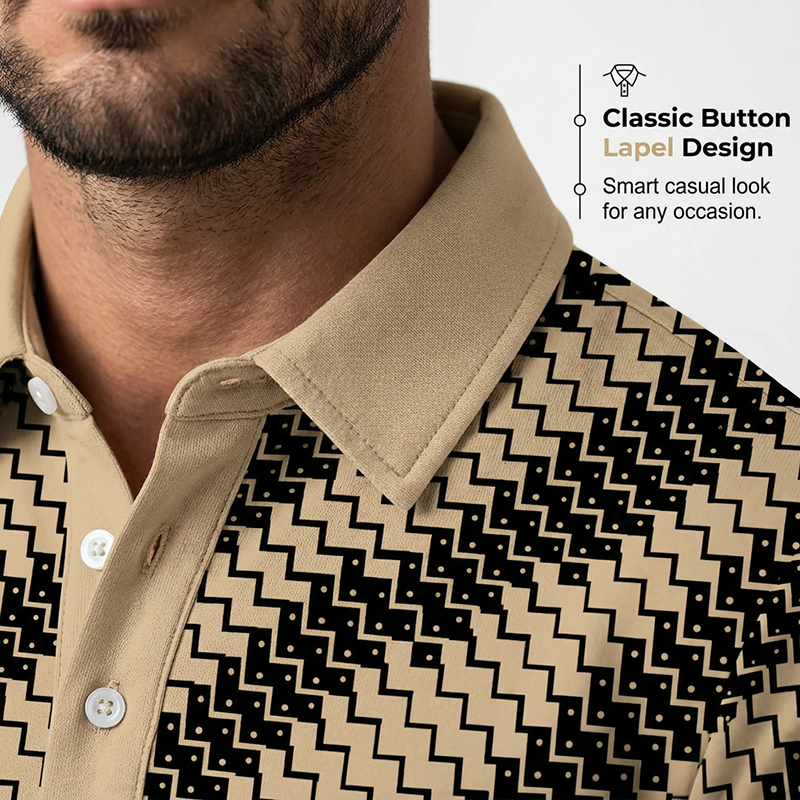👔 LIMITED-TIME 40% OFF! 💥 Men's Geometric Print Collared Shirts – Muscle Fit, Breathable, Fade Resistant ✨