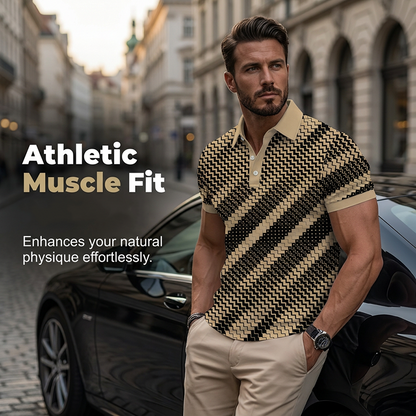 👔 LIMITED-TIME 40% OFF! 💥 Men's Geometric Print Collared Shirts – Muscle Fit, Breathable, Fade Resistant ✨