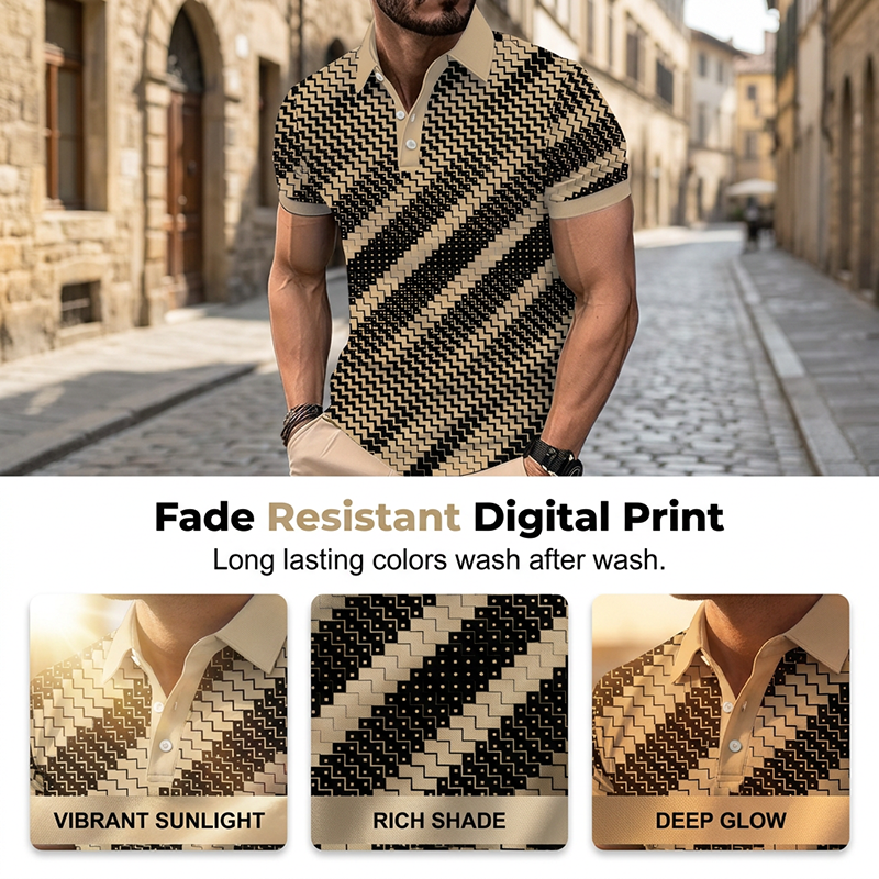 👔 LIMITED-TIME 40% OFF! 💥 Men's Geometric Print Collared Shirts – Muscle Fit, Breathable, Fade Resistant ✨