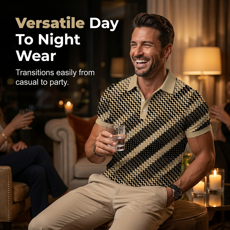 👔 LIMITED-TIME 40% OFF! 💥 Men's Geometric Print Collared Shirts – Muscle Fit, Breathable, Fade Resistant ✨