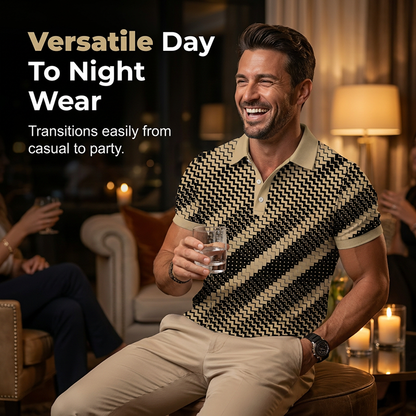 👔 LIMITED-TIME 40% OFF! 💥 Men's Geometric Print Collared Shirts – Muscle Fit, Breathable, Fade Resistant ✨