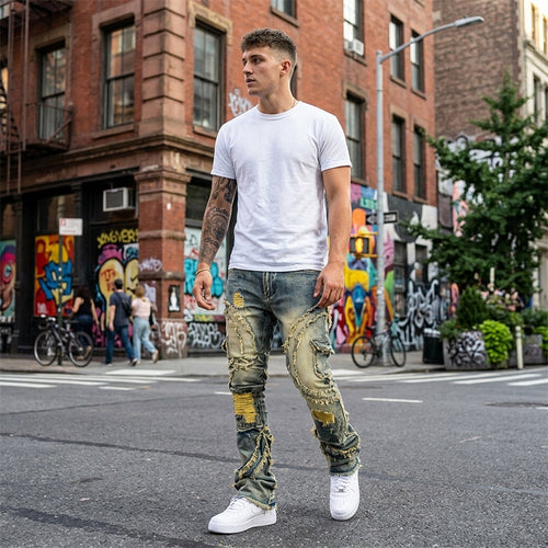 📢📢40% OFF !! ⏰Men's Deconstructed Frayed Flare Jeans