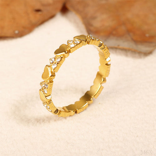 📢📢40% OFF !! ⏰ Women's Elegant Heart Eternity Ring – Micro-Paved Zircons, Stainless Steel, Stackable ✨