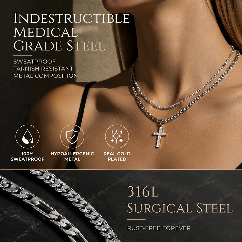 📢📢40% OFF !! ⏰Double Layer Cross Chain Necklace