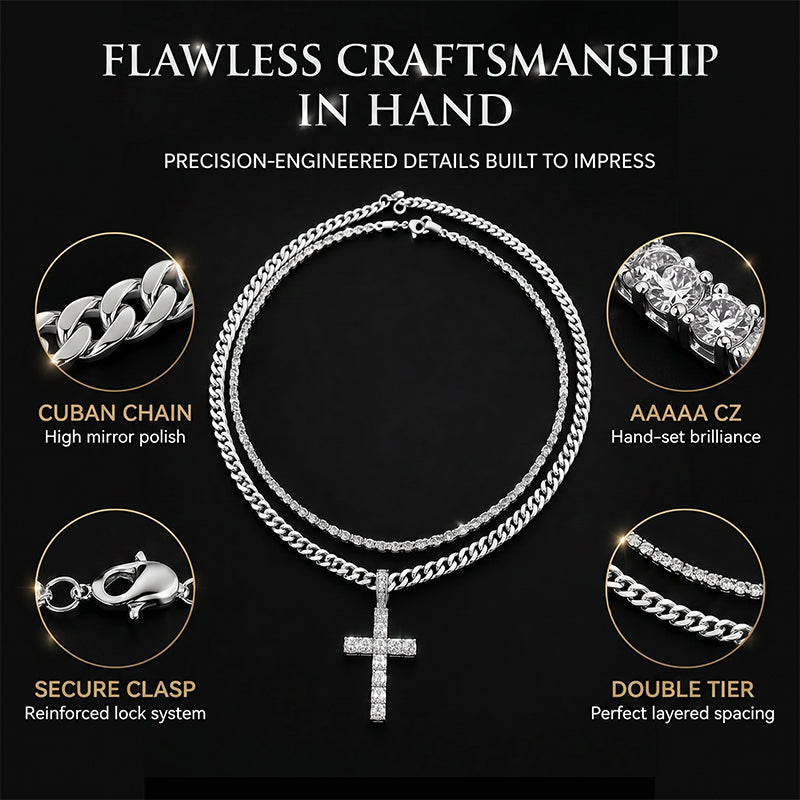 📢📢40% OFF !! ⏰Double Layer Cross Chain Necklace