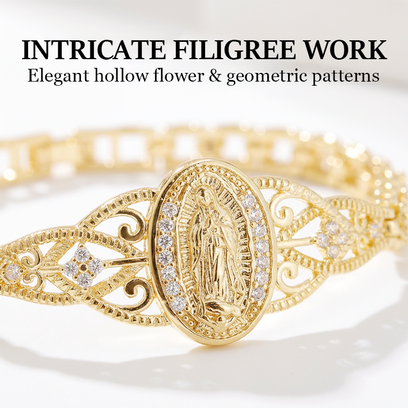 📢📢40% OFF !! ⏰Elegant Hollow Flower Virgin Mary Bracelet