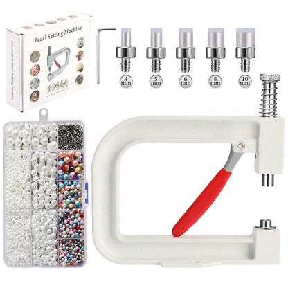 🔥New Arrival 40% OFF! ☀️ DIY Manual Pearl Setting Machine with Pearl and Rivet Kit DIYers & Jewelry Designers. Make Unique Pieces At Home! 🔩💎