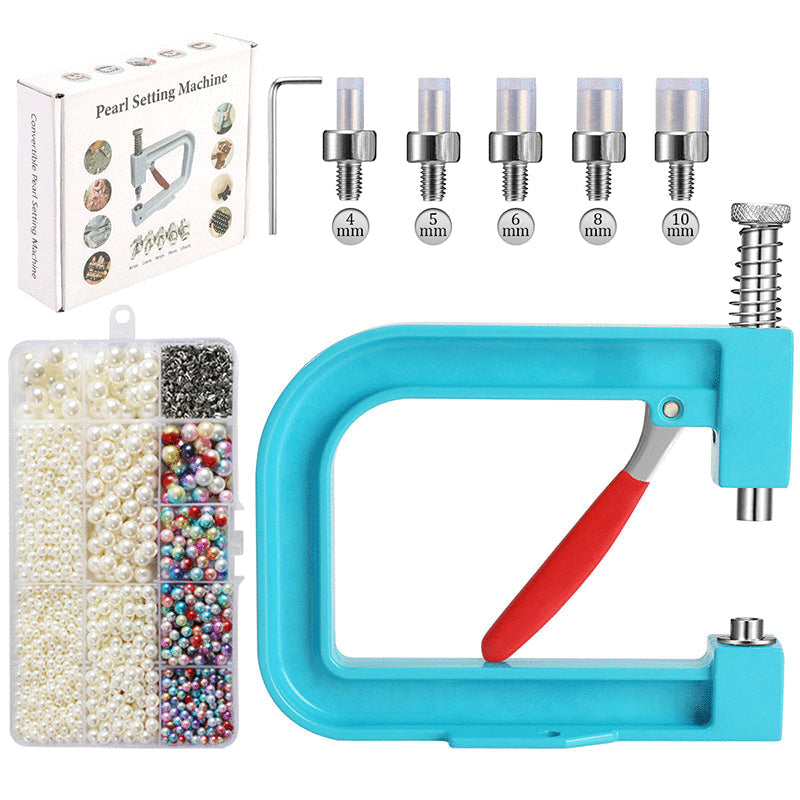 🔥New Arrival 40% OFF! ☀️ DIY Manual Pearl Setting Machine with Pearl and Rivet Kit DIYers & Jewelry Designers. Make Unique Pieces At Home! 🔩💎