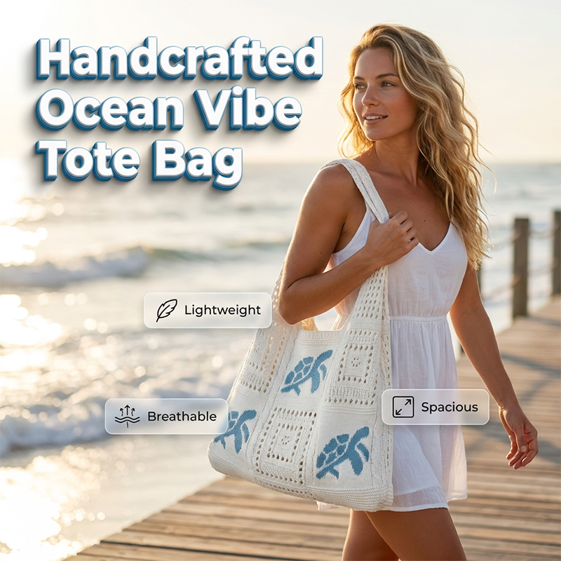 🏆LAST DAY SALE 40% OFF🔥Turtle Pattern Crochet Tote Bag