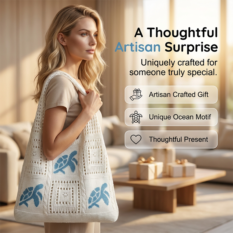 🏆LAST DAY SALE 40% OFF🔥Turtle Pattern Crochet Tote Bag