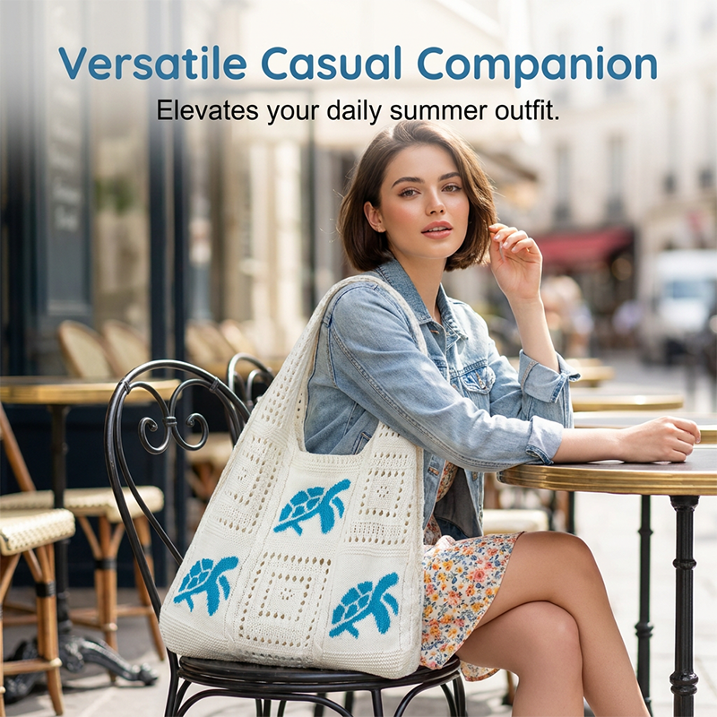 🏆LAST DAY SALE 40% OFF🔥Turtle Pattern Crochet Tote Bag