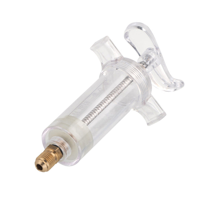 🔧 LIMITED-TIME 50% OFF! 💥 Precision AC Oil Dye Injector – Brass Construction, High Pressure Hose, Clear Barrel ✨