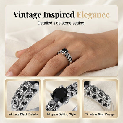 📢📢40% OFF !! ⏰Women's Vintage Black Zircon Ring