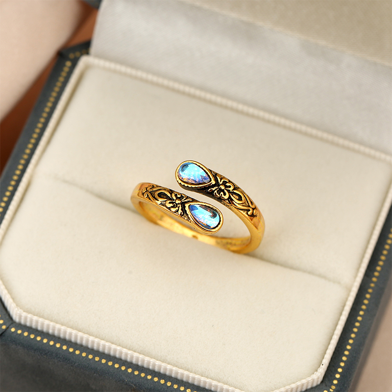 ⏳Limited-time 30% off⏰Vintage Adjustable Open Ring with Teardrop Glowing Zircon💧💍