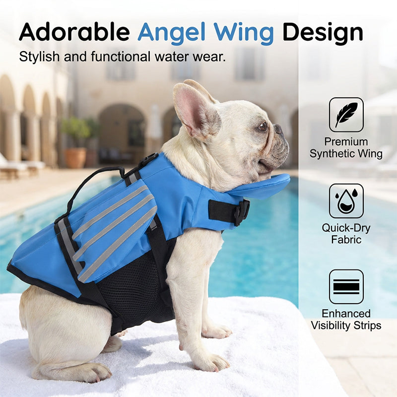 🥳2026 HOT SALE🥳💞50K+ SOLD!🐕👼 50% OFF! Reflective Angel Wing Dog Life Jacket – High‑buoyancy, quick‑rescue handle & breathable mesh. Reflective strips for evening swims. Safe & adorable! 🌊✨