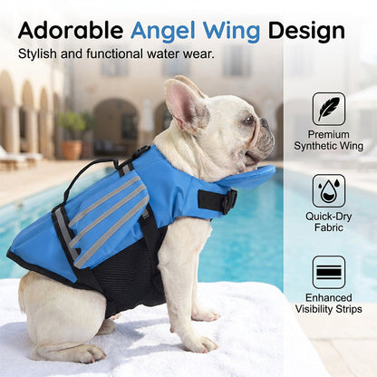 🥳2026 HOT SALE🥳💞50K+ SOLD!🐕👼 50% OFF! Reflective Angel Wing Dog Life Jacket – High‑buoyancy, quick‑rescue handle & breathable mesh. Reflective strips for evening swims. Safe & adorable! 🌊✨