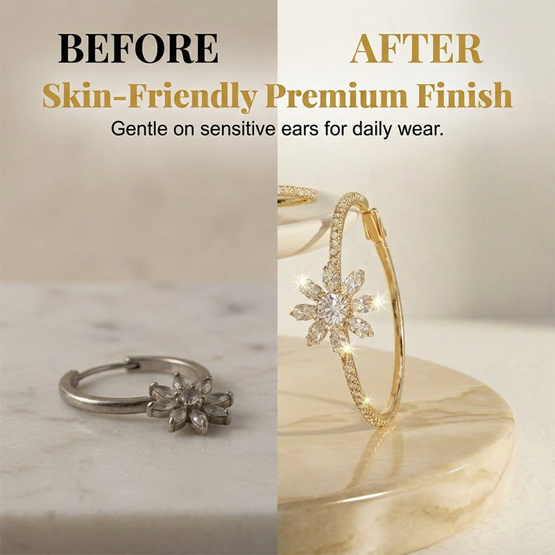 📢📢39% OFF !! ⏰Elegant Snowflake Zircon Hoop Earrings