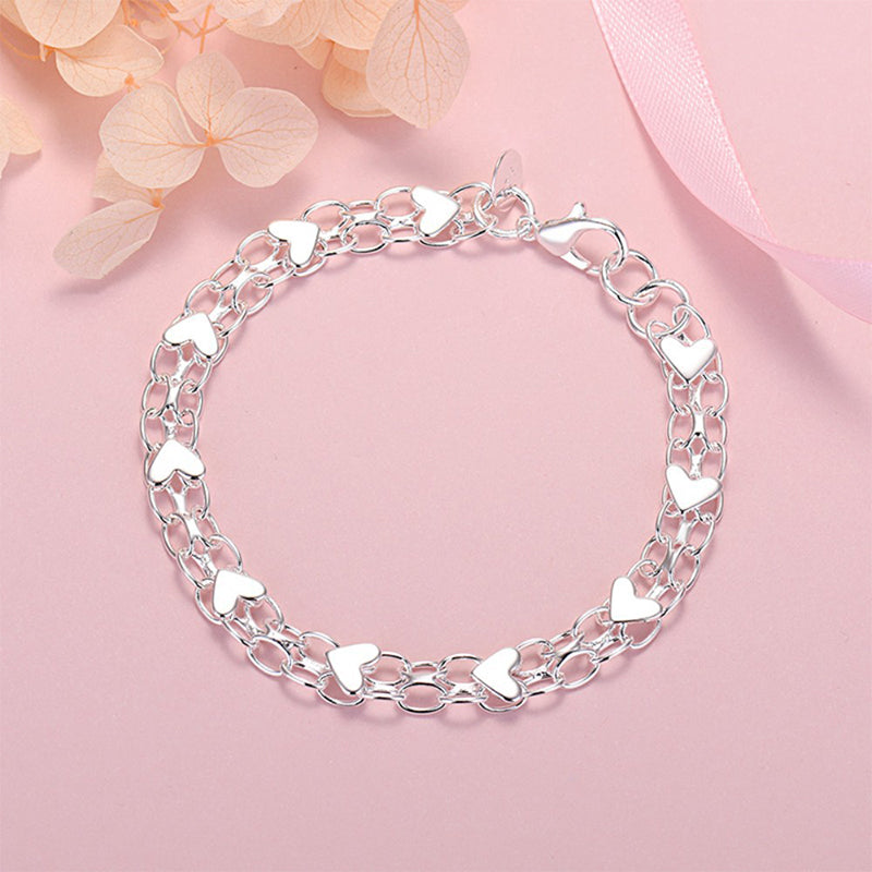 📢📢30% OFF !! ⏰Double Chain Heart Charm Bracelet