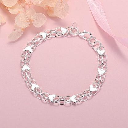 📢📢30% OFF !! ⏰Double Chain Heart Charm Bracelet