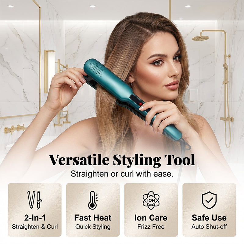 Up to 45% OFF💇‍♀️2-in-1 Hair Straightener and Curler with Negative Ionic Care