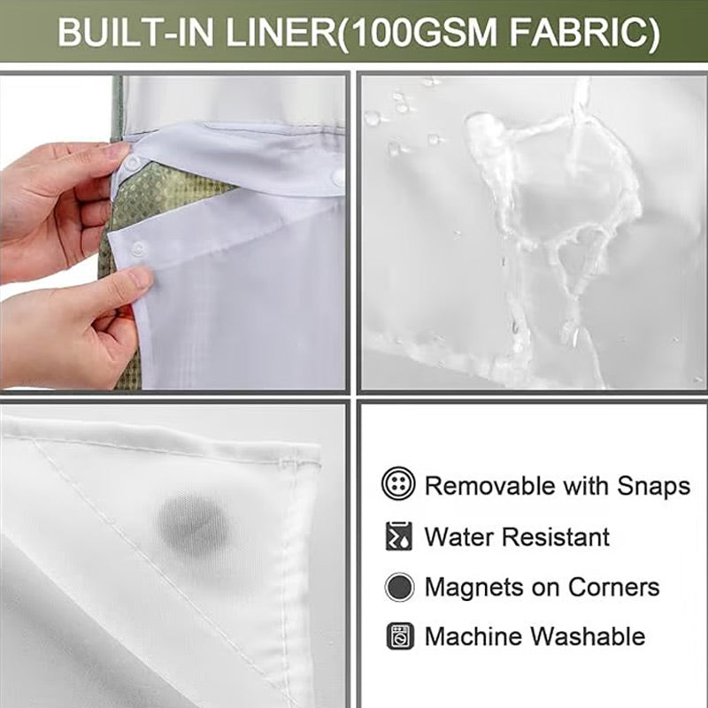 🚿 LIMITED-TIME 30% OFF! ✨ Waffle Pattern Shower Curtain – Double Waterproof, Snap Buttons, Clear Top Window 🛁