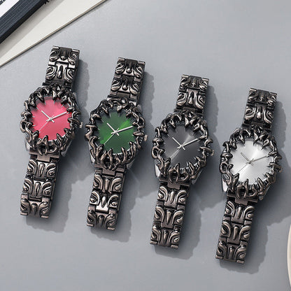 ⌚ LIMITED-TIME 40% OFF! ✨ Creative Claw-Shaped Quartz Watch for Men – Red Dial, Sculptural Bracelet, Statement Style 🔥