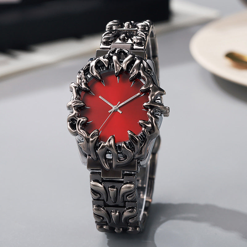 ⌚ LIMITED-TIME 40% OFF! ✨ Creative Claw-Shaped Quartz Watch for Men – Red Dial, Sculptural Bracelet, Statement Style 🔥