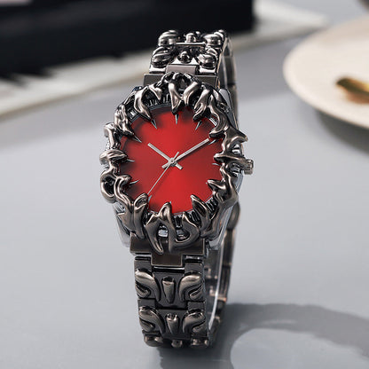 ⌚ LIMITED-TIME 40% OFF! ✨ Creative Claw-Shaped Quartz Watch for Men – Red Dial, Sculptural Bracelet, Statement Style 🔥