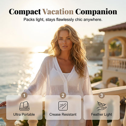 🎁2026 New Arrivals 49% OFF💥Women's Lightweight Sun Protection Shirt – Deep V-Neck, Lantern Sleeves, Sheer Layer ☀️