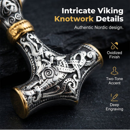 ⚡ 30% OFF NOW! 🔨 Viking Thor Hammer Pendant Necklace – Stainless steel with Byzantine chain – Bold & durable – perfect for daily wear or gifting ✨💪
