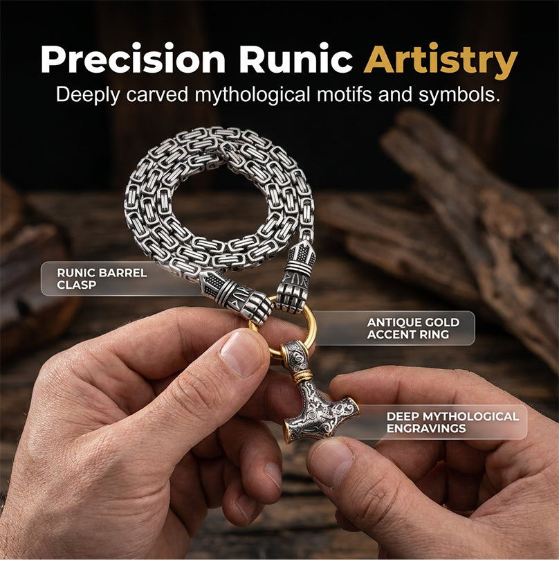 ⚡ 30% OFF NOW! 🔨 Viking Thor Hammer Pendant Necklace – Stainless steel with Byzantine chain – Bold & durable – perfect for daily wear or gifting ✨💪