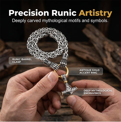 ⚡ 30% OFF NOW! 🔨 Viking Thor Hammer Pendant Necklace – Stainless steel with Byzantine chain – Bold & durable – perfect for daily wear or gifting ✨💪