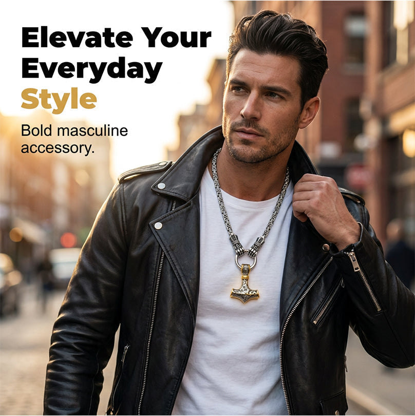 ⚡ 30% OFF NOW! 🔨 Viking Thor Hammer Pendant Necklace – Stainless steel with Byzantine chain – Bold & durable – perfect for daily wear or gifting ✨💪