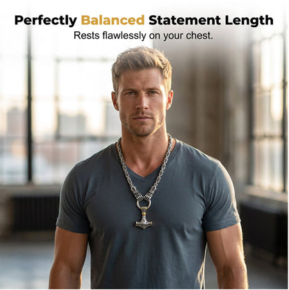 ⚡ 30% OFF NOW! 🔨 Viking Thor Hammer Pendant Necklace – Stainless steel with Byzantine chain – Bold & durable – perfect for daily wear or gifting ✨💪
