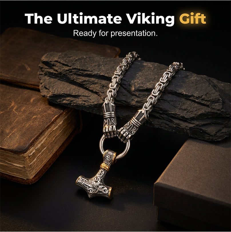 ⚡ 30% OFF NOW! 🔨 Viking Thor Hammer Pendant Necklace – Stainless steel with Byzantine chain – Bold & durable – perfect for daily wear or gifting ✨💪