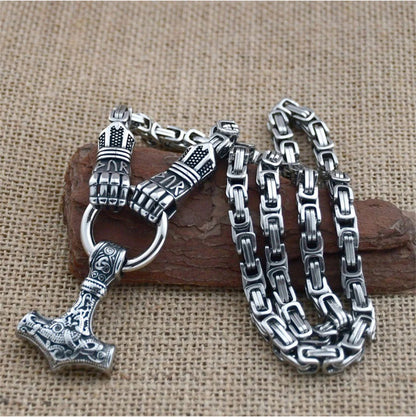 ⚡ 30% OFF NOW! 🔨 Viking Thor Hammer Pendant Necklace – Stainless steel with Byzantine chain – Bold & durable – perfect for daily wear or gifting ✨💪