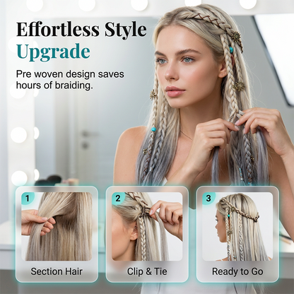 Maillard Style Pre-Braided Hair Extensions – Bohemian Braids, Metallic Accents, Festival Ready