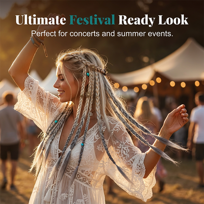 Maillard Style Pre-Braided Hair Extensions – Bohemian Braids, Metallic Accents, Festival Ready