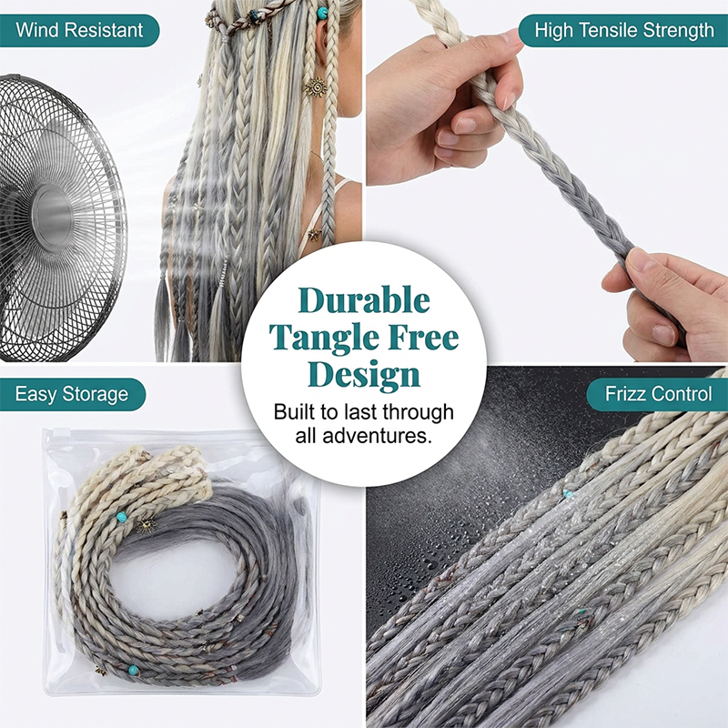 Maillard Style Pre-Braided Hair Extensions – Bohemian Braids, Metallic Accents, Festival Ready