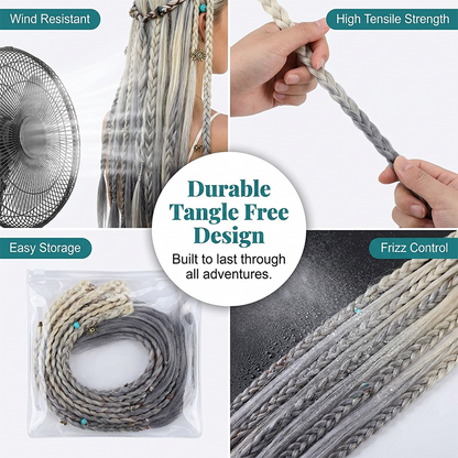 Maillard Style Pre-Braided Hair Extensions – Bohemian Braids, Metallic Accents, Festival Ready