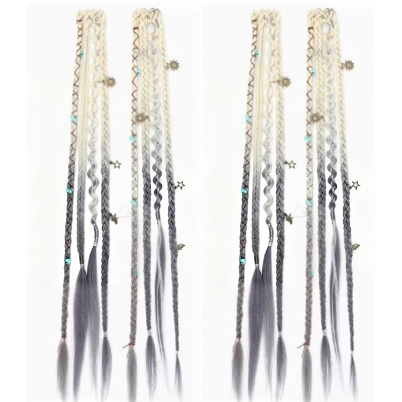 Maillard Style Pre-Braided Hair Extensions – Bohemian Braids, Metallic Accents, Festival Ready